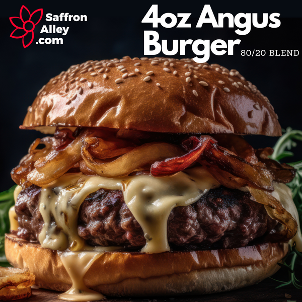 Halal 4oz Angus Beef Burgers Pack Of 2 Saffron Alley