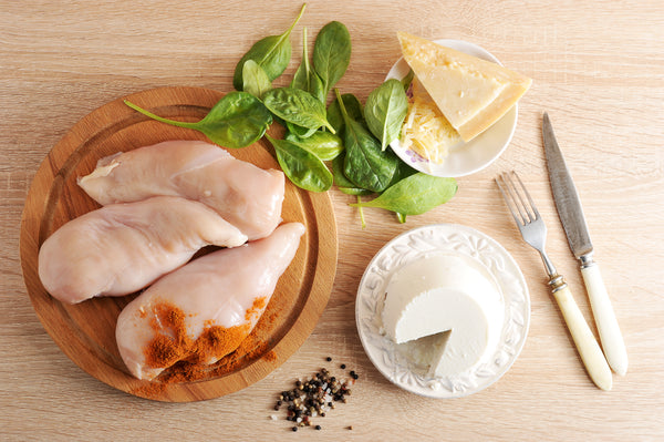 Spinach & Ricotta Stuffed Chicken Breasts With A Creamy Mushroom Sauce
